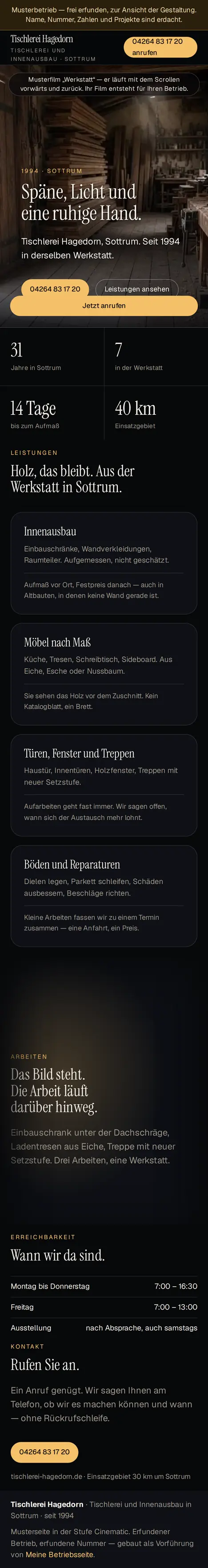Voorbeeldsite Cinematic op de telefoon