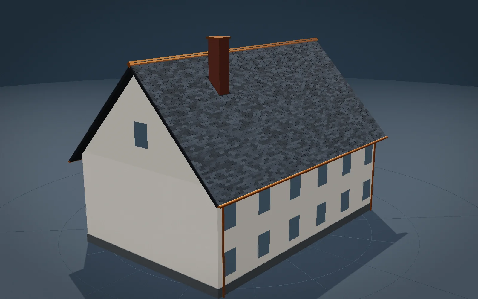 Haus mit neu gedecktem Schieferdach und Kupferrinnen