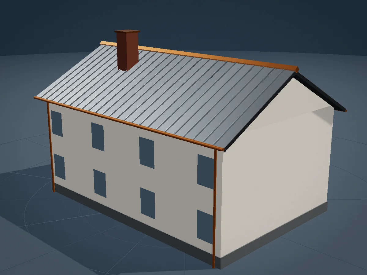 Haus mit Metalldach aus Stehfalzbahnen
