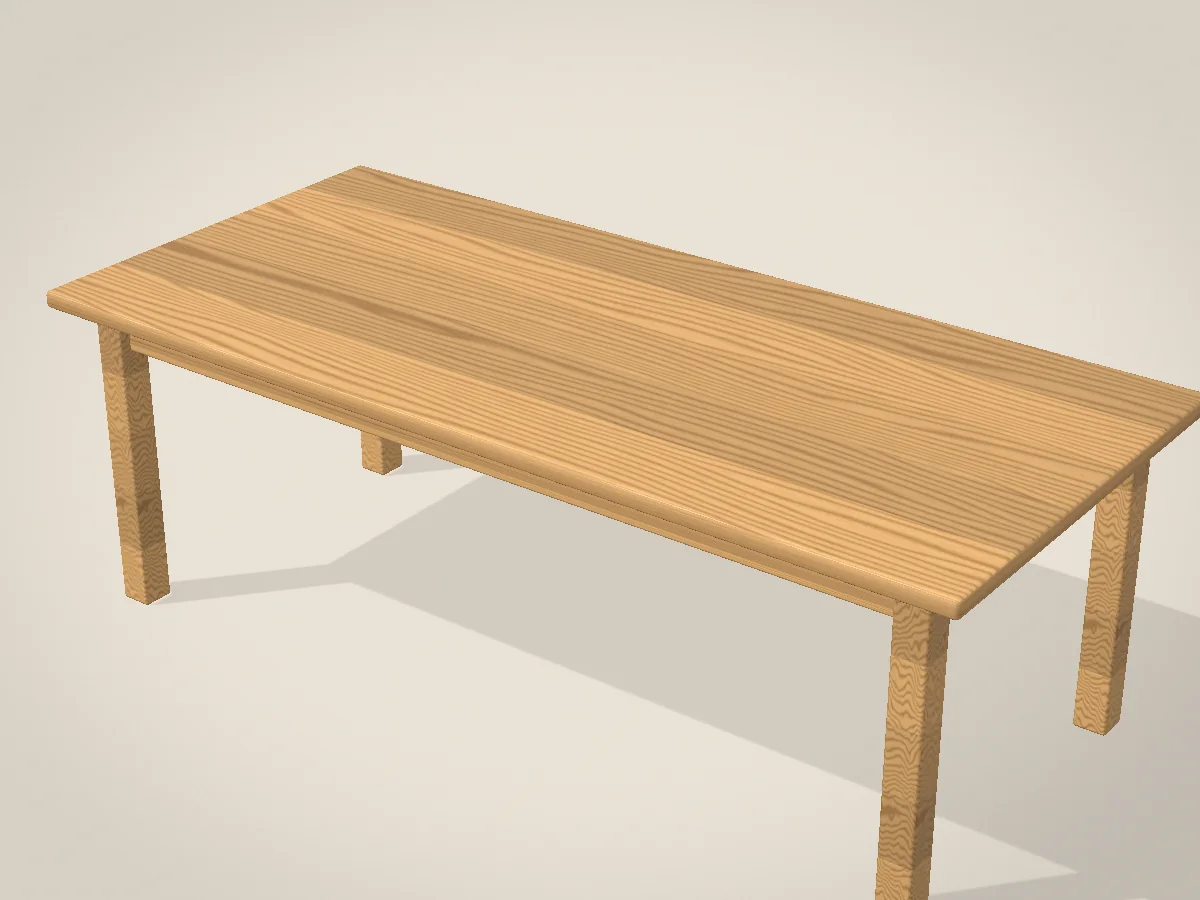Esstisch aus heller Eiche mit Holzbeinen