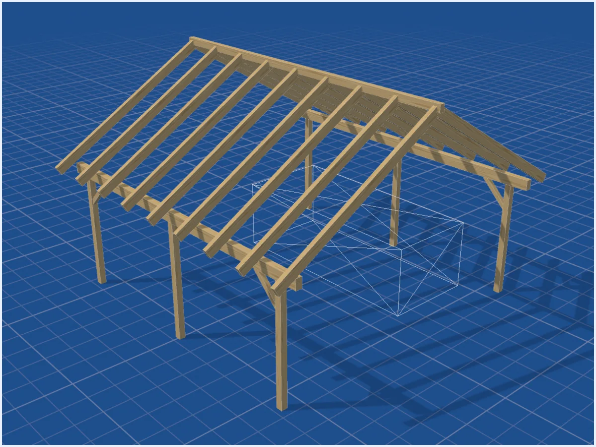 Doppelcarport aus Holz mit Satteldach