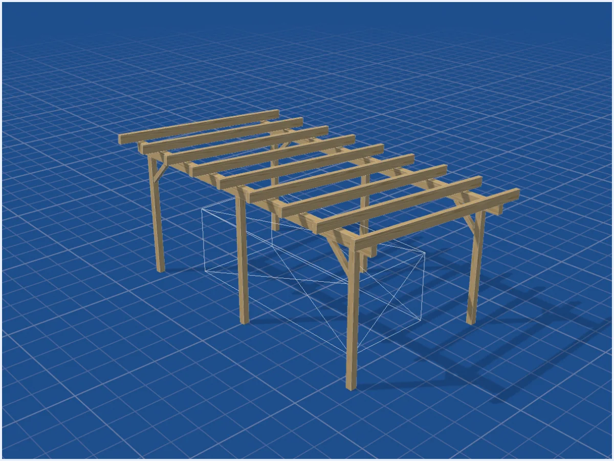 Einzelcarport aus Holz mit Pultdach